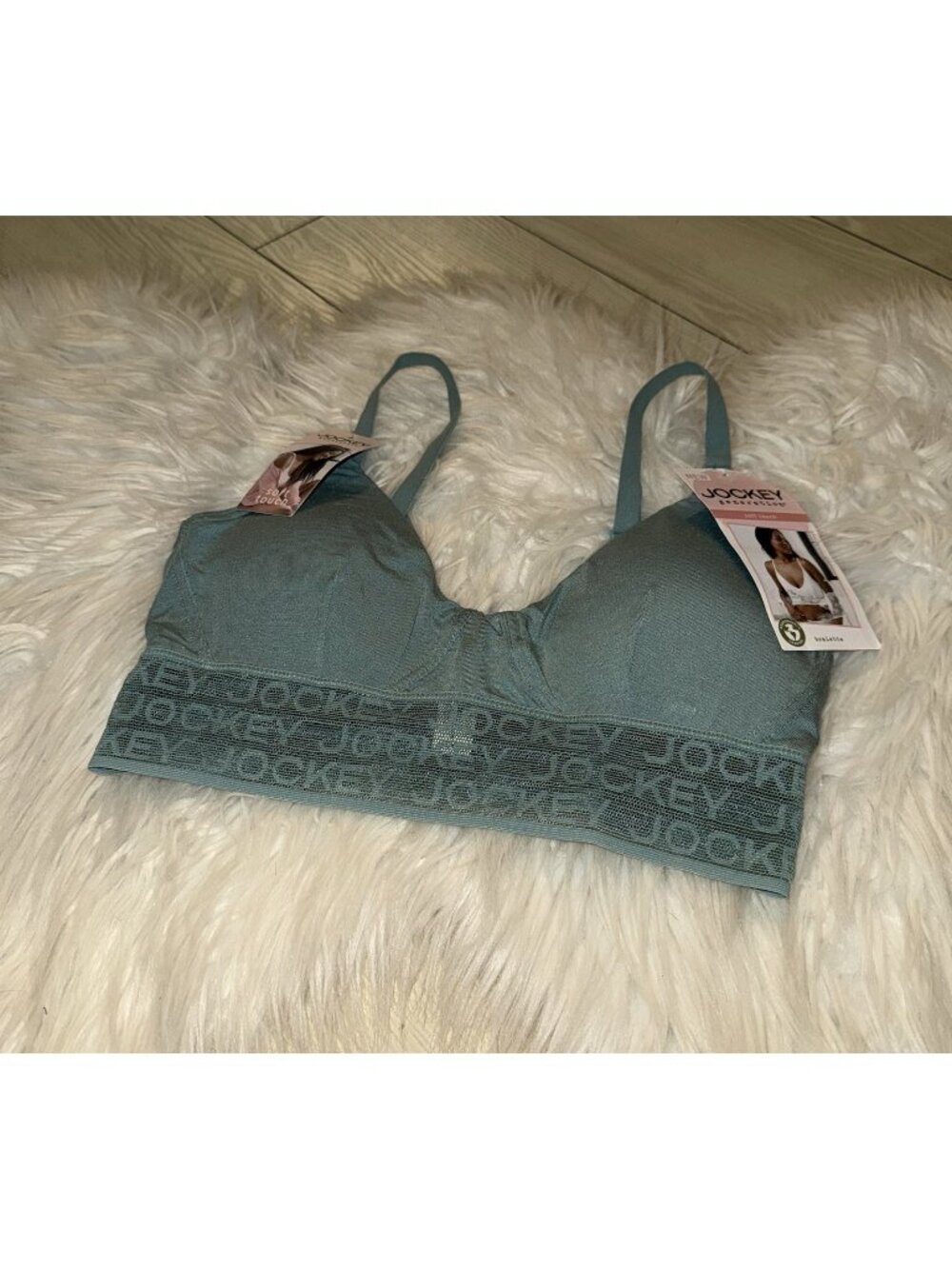 Jockey Generation Soft Touch Bralette Bra Longline Spell Out Womens S Green New